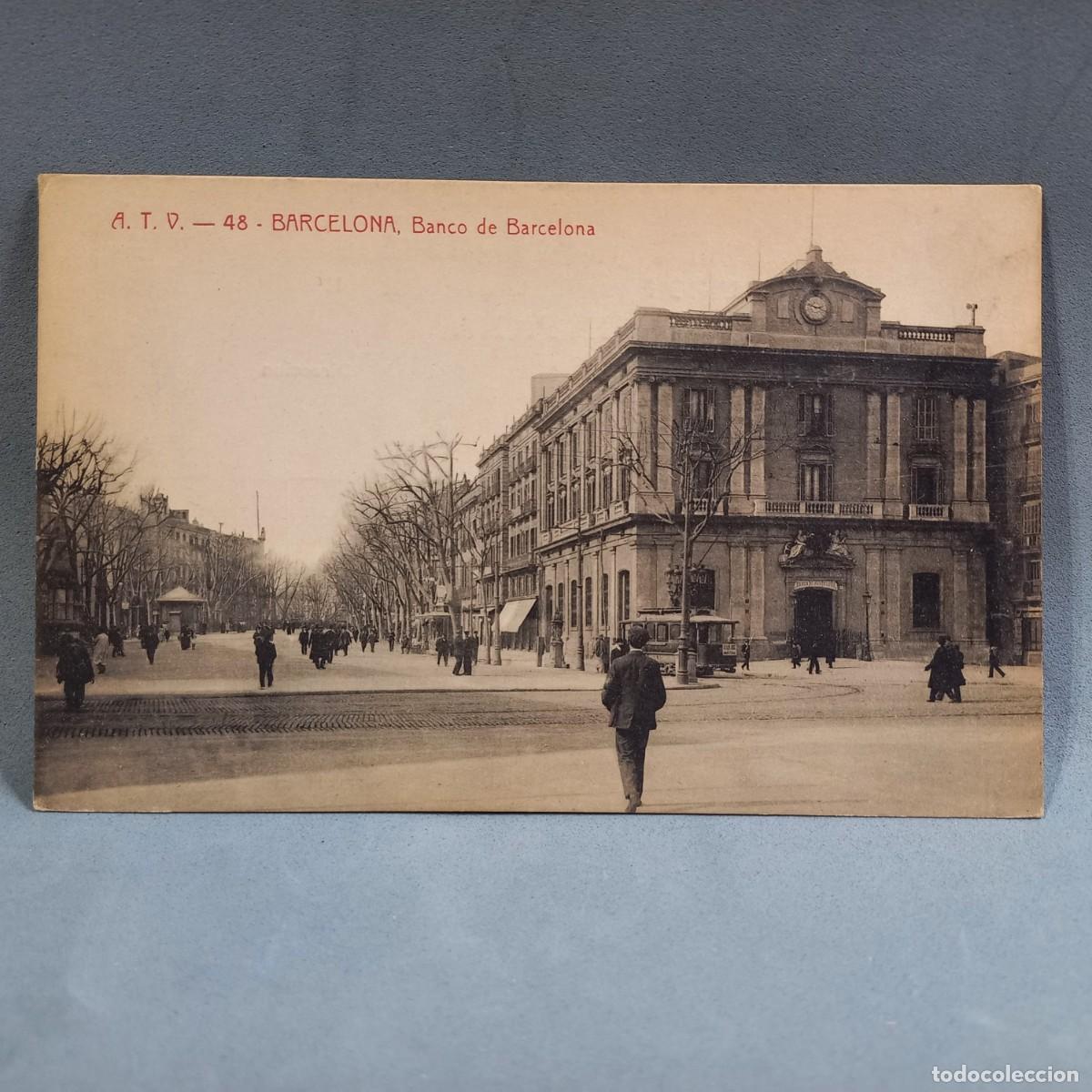 Postkarten: Antigua postal. Barcelona. A.T.V. Alejandro Toldr&aacute; Viaz&oacute;. 48. Banco de Barcelona