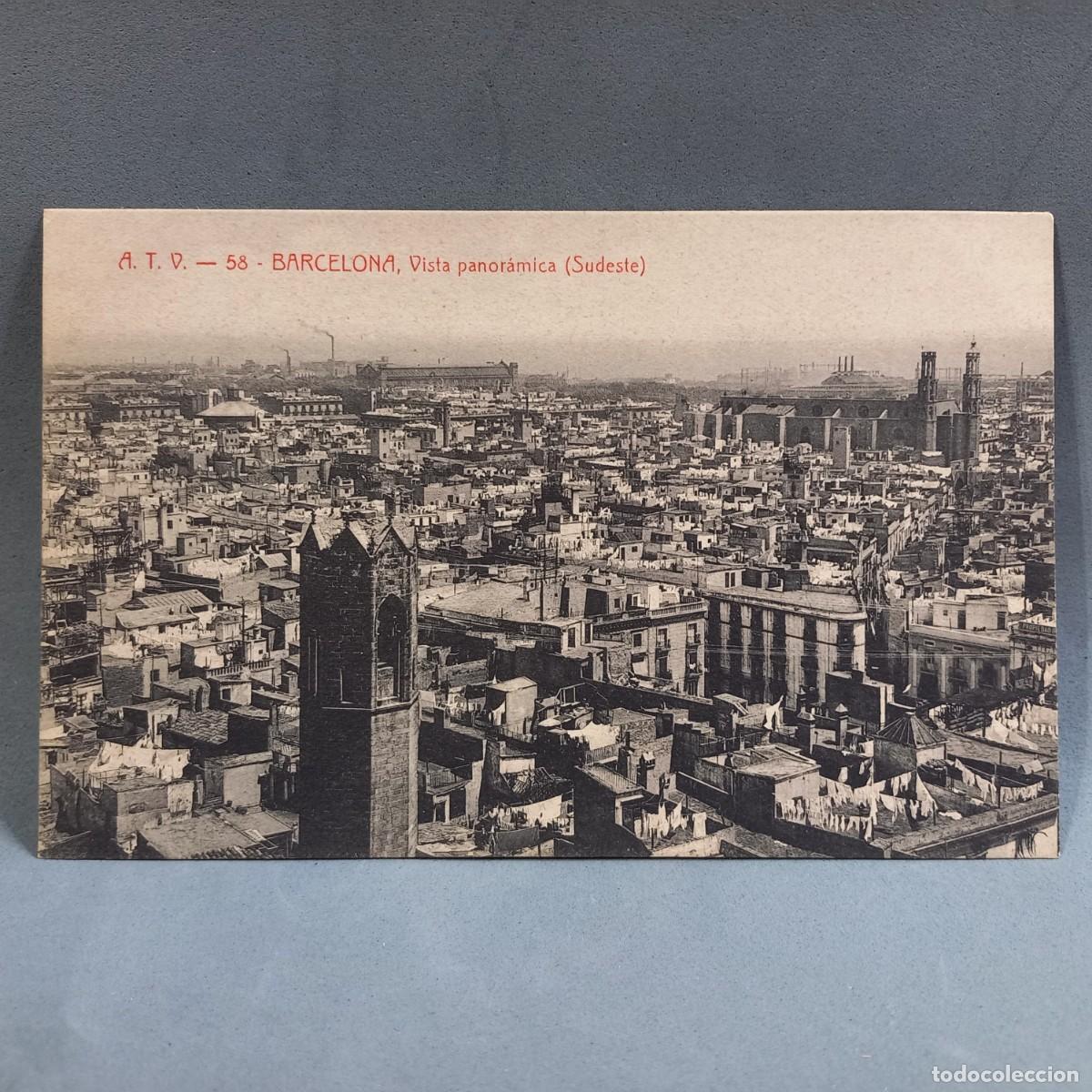Cartoline: Antigua postal. Barcelona. A.T.V. Alejandro Toldr&aacute; Viaz&oacute;. 58. Vista panor&aacute;mica (Sudeste)