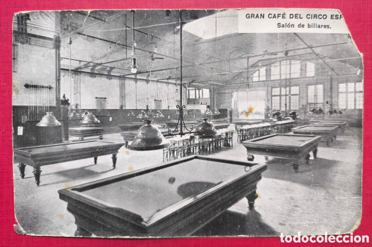 Postales: BARCELONA EL PARAL&middot;LEL CAF&Eacute; ESPANYOL SAL&Oacute; BILLARS POSTAL C. 1910