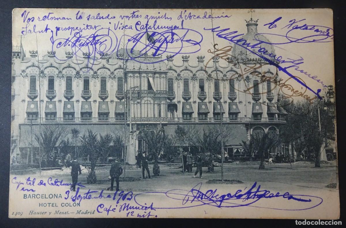 Cartoline: ANTIGUA POSTAL CPA, BARCELONA, HOTEL COL&Oacute;N , HAUSER Y MENET, SIN DIVIDIR, VER FOTOS