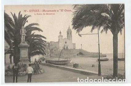 Postkarten: ANRIGUA POSTAL 18 SITGES MONUMENTO A EL GRECO L ROISIN