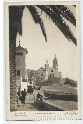Cartoline: ANTIGUA POSTAL 8 SITGES PLAYA DE MODA APUNTE DE LA PLAYA ZERKOWITZ