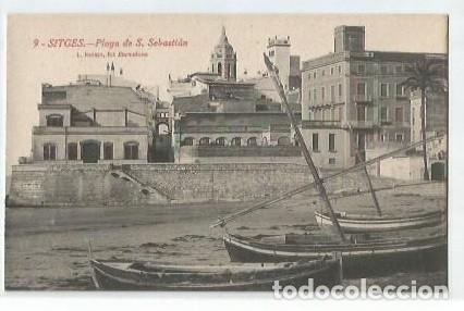 Postales: ANTIGUA POSTAL 9 SITGES PLAYA DE S SEBASTIAN L ROISIN
