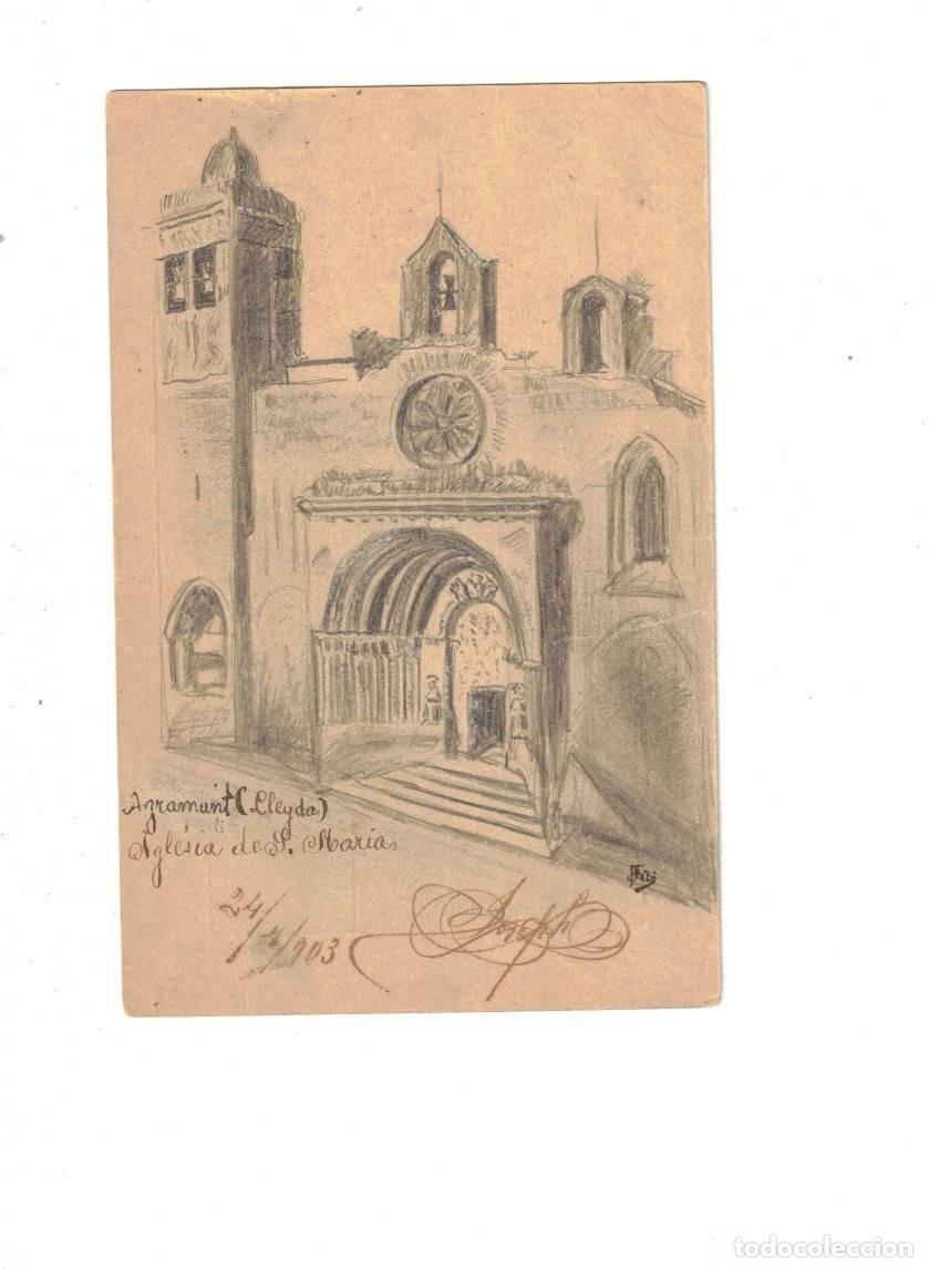 Postais: AGRAMUNT. LERIDA. DIBUJO F. FIT&Oacute;