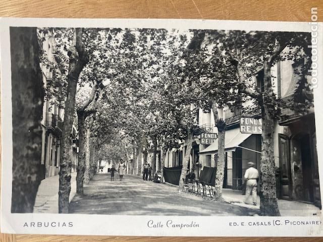 Postales: Arbucias. Calle Camprod&oacute;n. Ed. E. Sasals. Circulada 1953