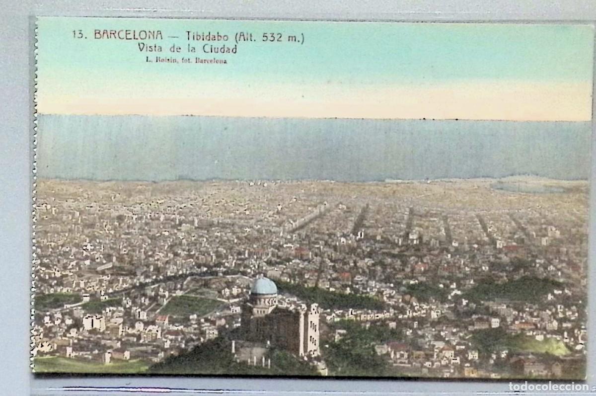 Postais: BARCELONA. Tibidabo (Alt. 532 m.). Vista de la Ciudad.N.&ordm; 13. L. Roisin, fot&oacute;grafo, Barcelona