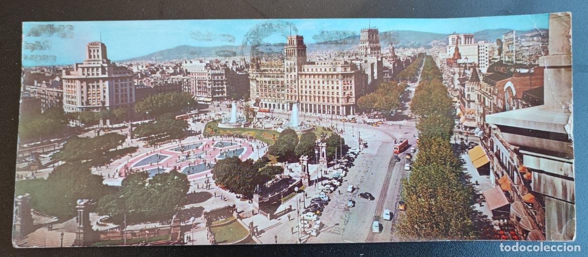 Postales: BARCELONA, PLAZA DE CATALU&Ntilde;A, POSTAL PANORAMICA ANTIGUA, 24 X 10 CM APROX.