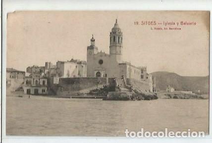 Postkarten: ANTIGUA POSTAL 19 SITGES IGLESIA Y BALUARTE L ROISIN