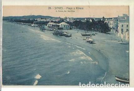 Postcards: ANTIGUA POSTAL 28 SITGES PLAYA Y RIBERA L ROISIN