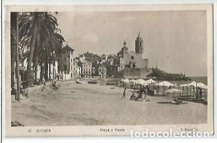 Postales: ANTIGUA POSTAL 33 SITGES PLAYA Y PUNTA R GASSO