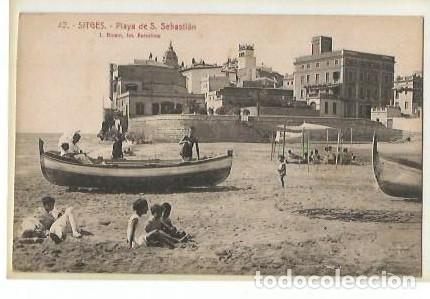 Postales: ANTIGUA POSTAL 42 SITGES PLAYA DE S SEBASTIAN L ROISIN