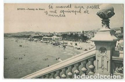 Cartes Postales: ANTIGUA POSTAL SITGES PASSEIG DE RIBERA H M CIRCULADA