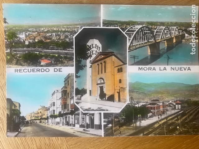 Postales: Mora la Nueva. Tarragona. Diversos aspectos de la poblaci&oacute;n. Ed. Raymond. Escrita 1968