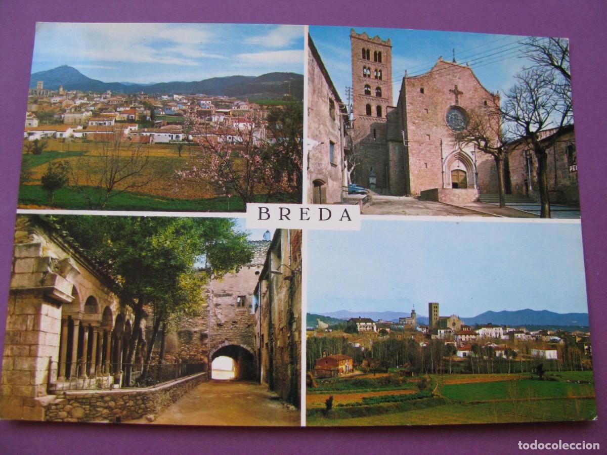 Postales: POSTAL DE BREDA. VISTA GENERAL IGLESIA PARROQUIAL Y CAMPANARIO ROMANICO SIGLO XI. ESCRITA