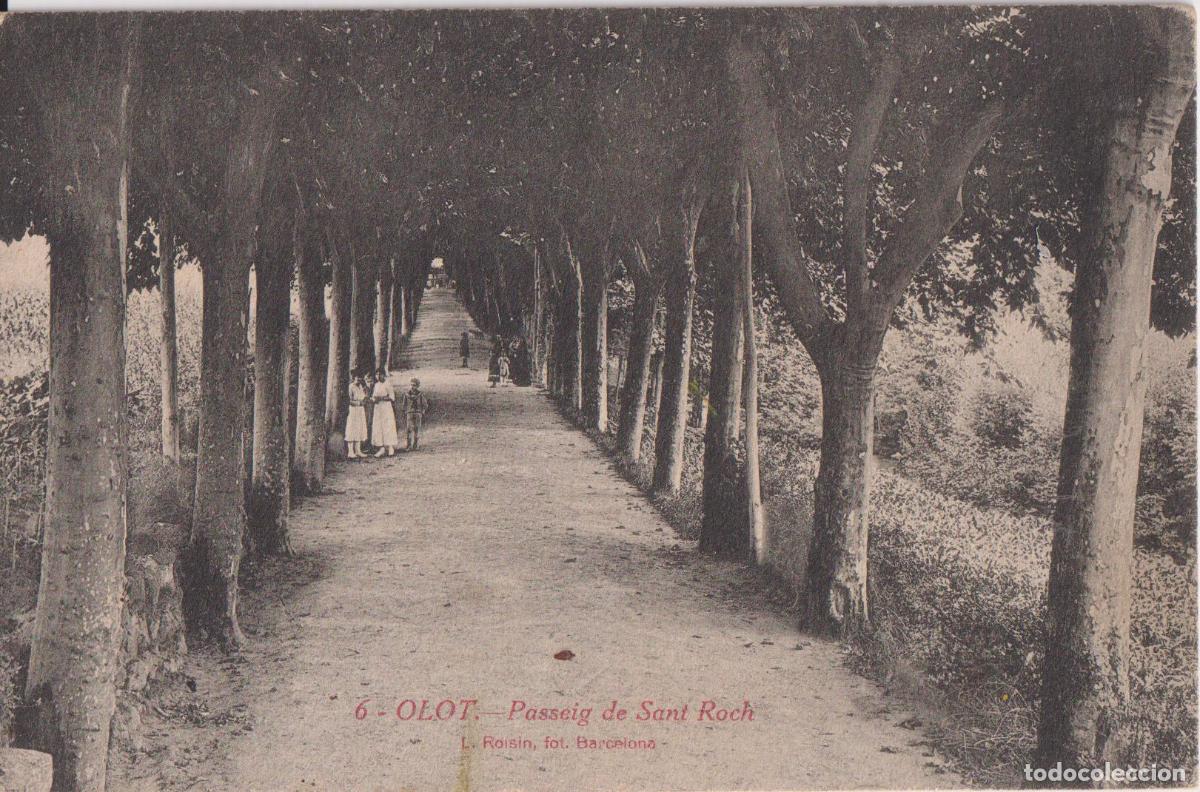 Postkarten: OLOT (GIRONA) PASSEIG DE SAN ROCH - L.ROISIN FOT. N&ordm;6 - RAM&Oacute;N BONET EDITOR - S/C