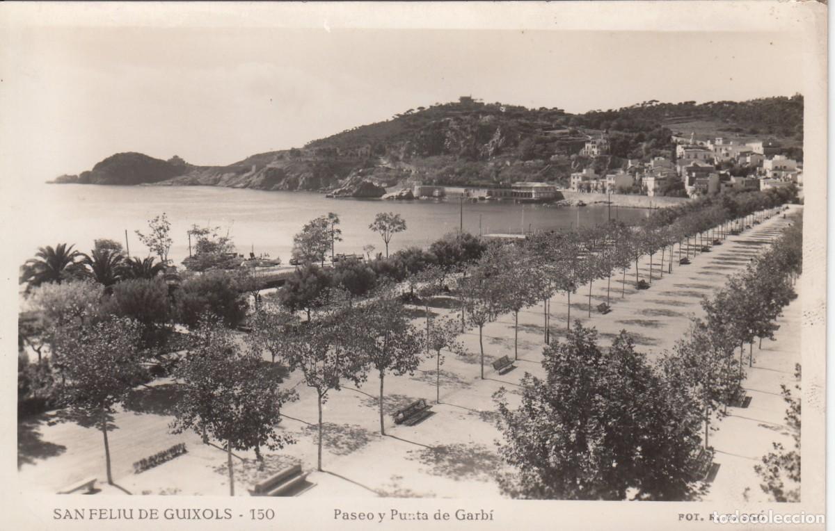 Postales: POSTAL FOTOGR&Aacute;FICA DE SANT FELIU DE GUIXOLS - PASEO Y PUNTA DE GARB&Iacute; - FOT. GASS&Oacute; NUM. 150