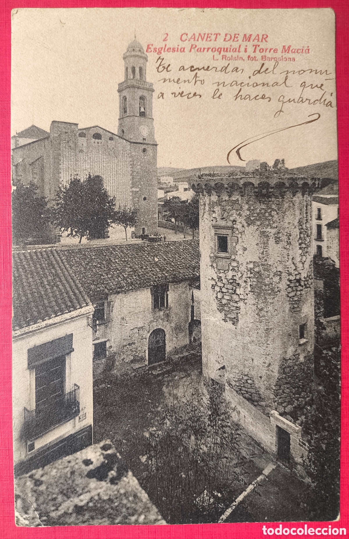 Cartoline: CANET DE MAR ESGL&Eacute;SIA I TORRE MACI&Agrave; POSTAL FOTOTIPIA MARESME C. 1910