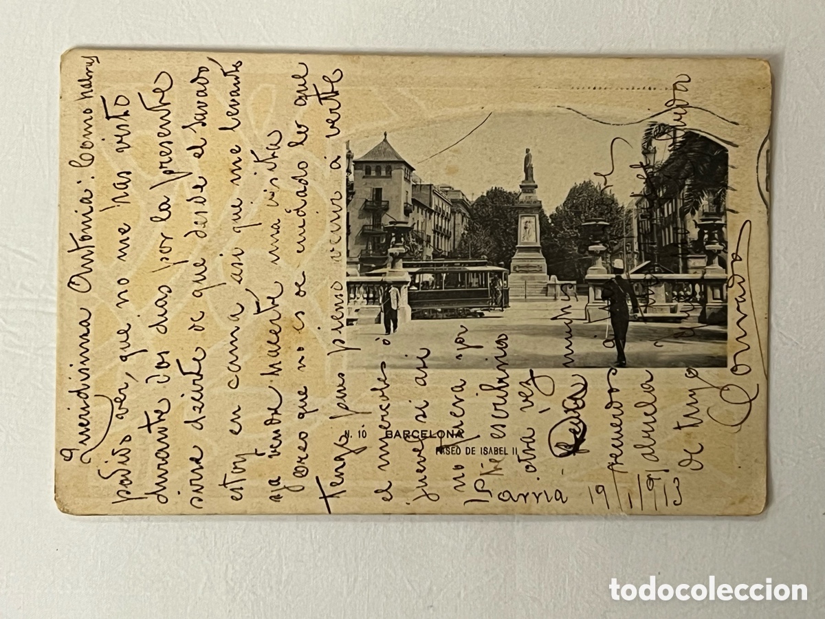 Postales: BARCELONA. Postal No.10, Paseo de Isabel II, Edici&oacute;n antigua Hauser y Menet, Circulada (h.1910?)