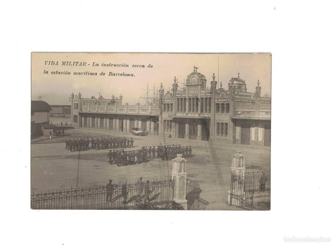 Postales: BARCELONA. VIDA MILITAR. INSTRUCCI&Oacute;N EN ESTACI&Oacute;N MAR&Iacute;TIMA