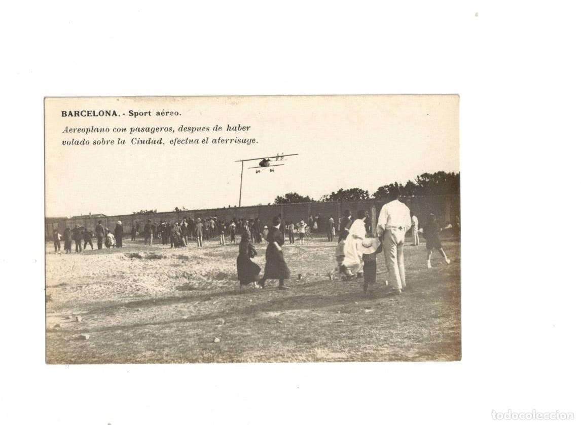 Cartoline: BARCELONA. SPORT A&Eacute;REO. AEROPLANO SOBRE LA CIUDAD
