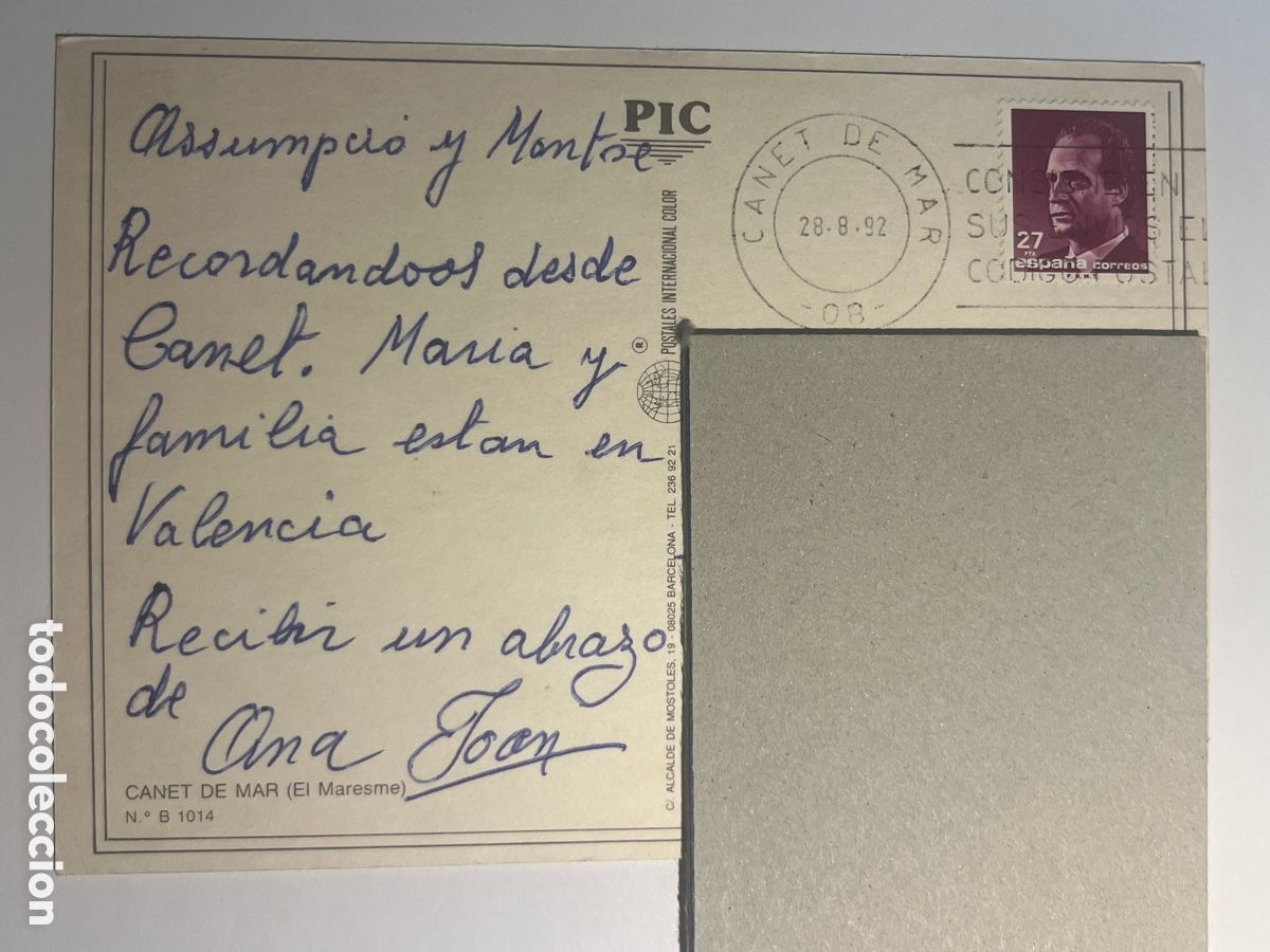 Postales: POSTAL. Canet de Mar. 1992 - Foto 2