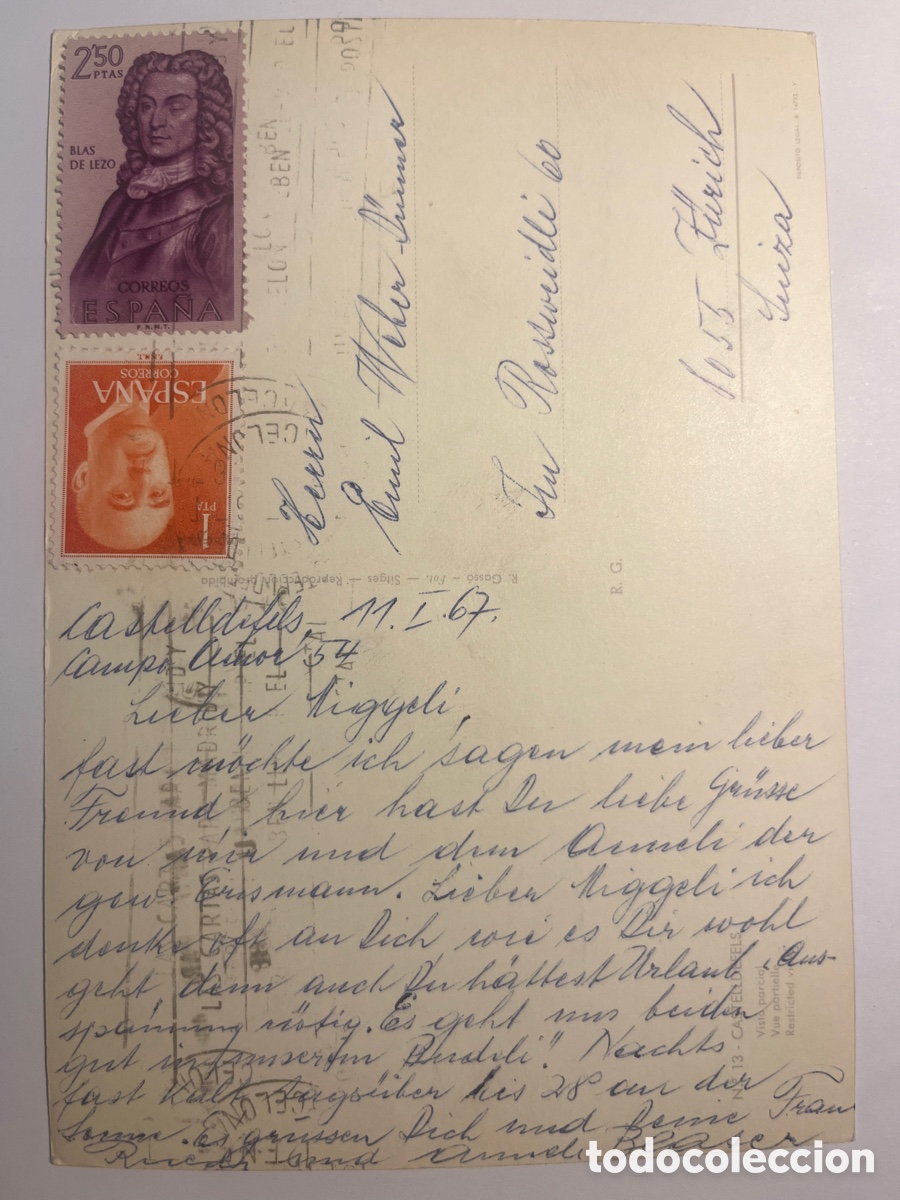 Postales: POSTAL. Castelldefels. 1967 - Foto 2