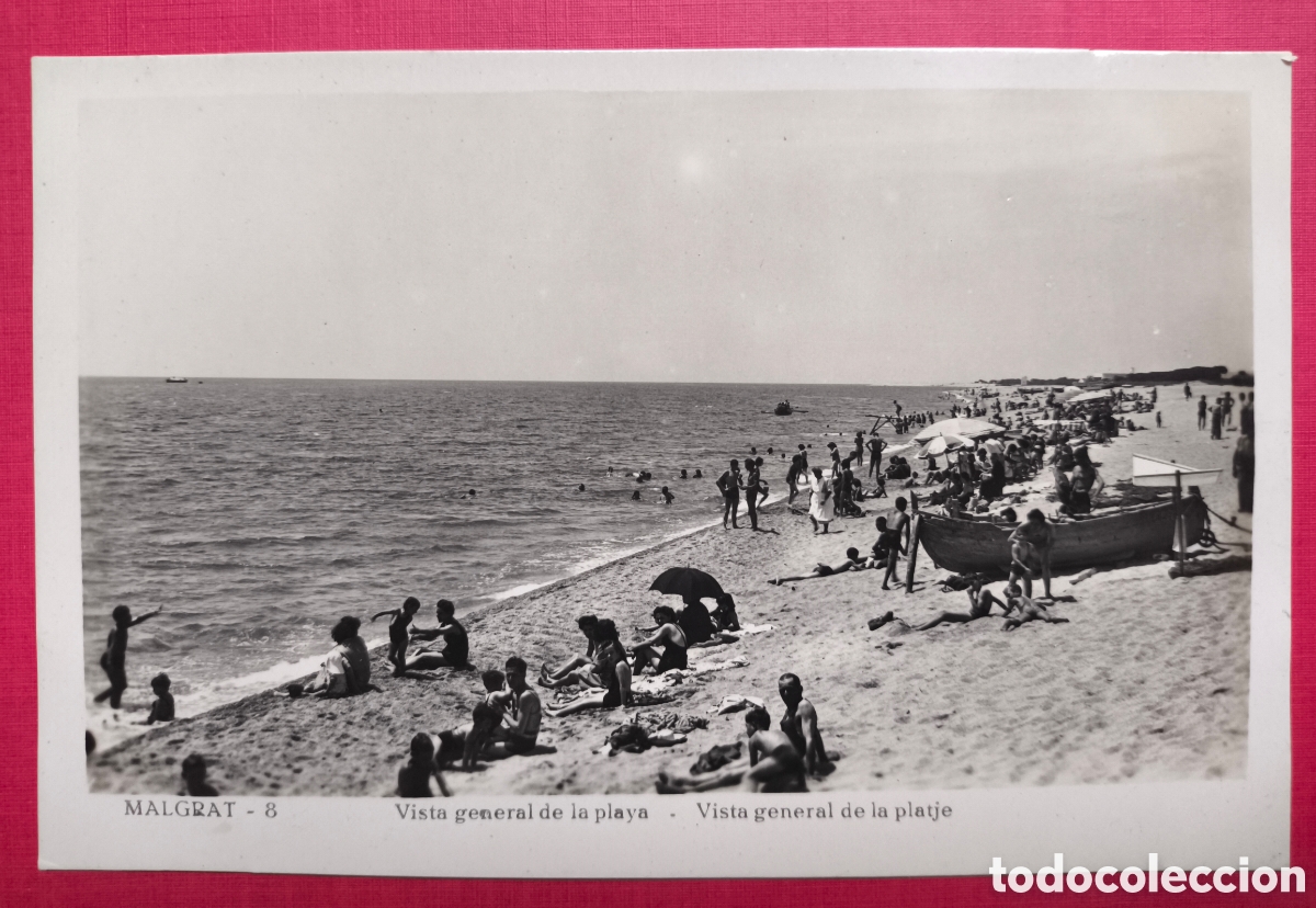 Cartoline: MALGRAT PLATJA POSTAL FOTOGR&Aacute;FICA ANIMADA C. 1955