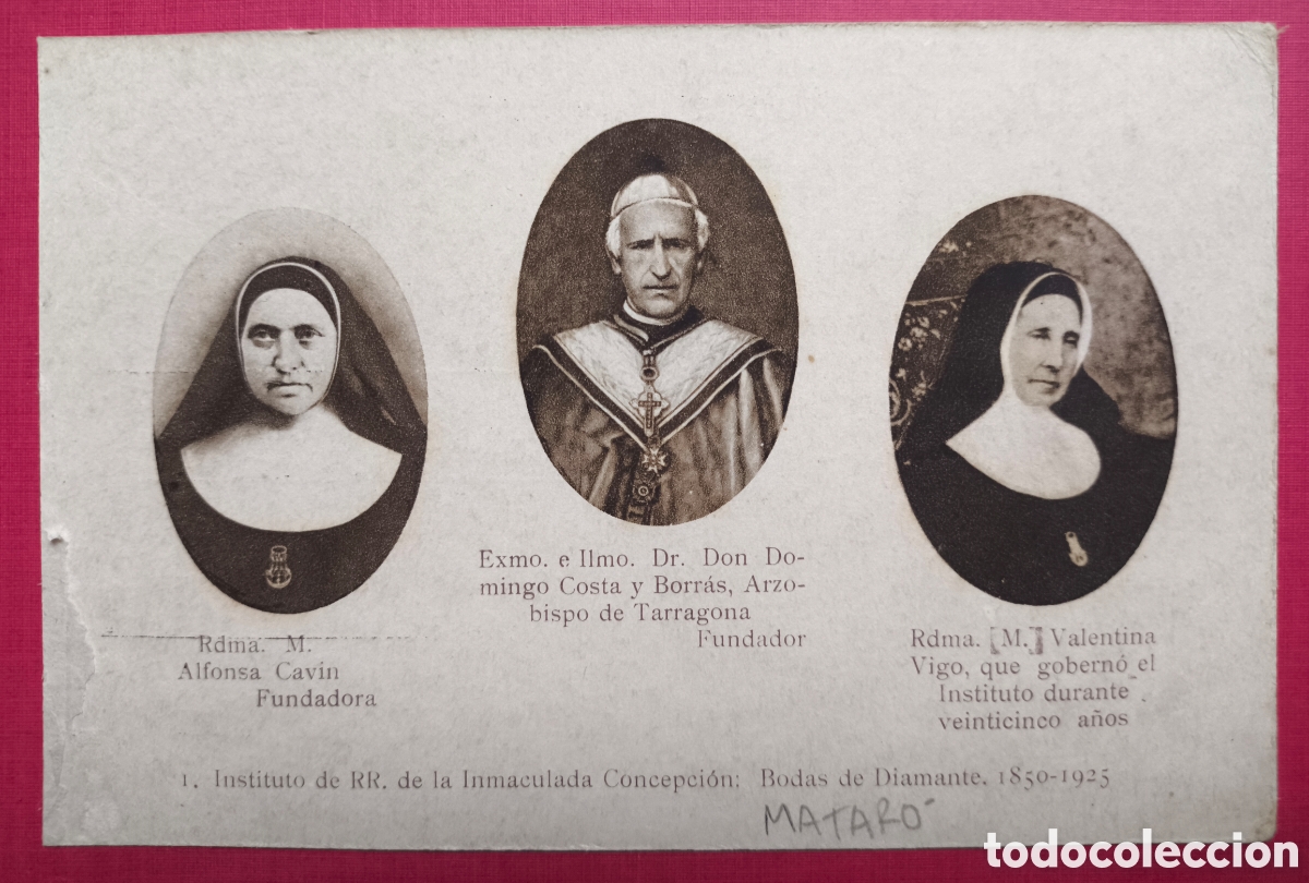 Postais: MATAR&Oacute; 75 ANIVERSARI INMACULADA CONCEPCI&Oacute; POSTAL FOTOTIPIA 1925