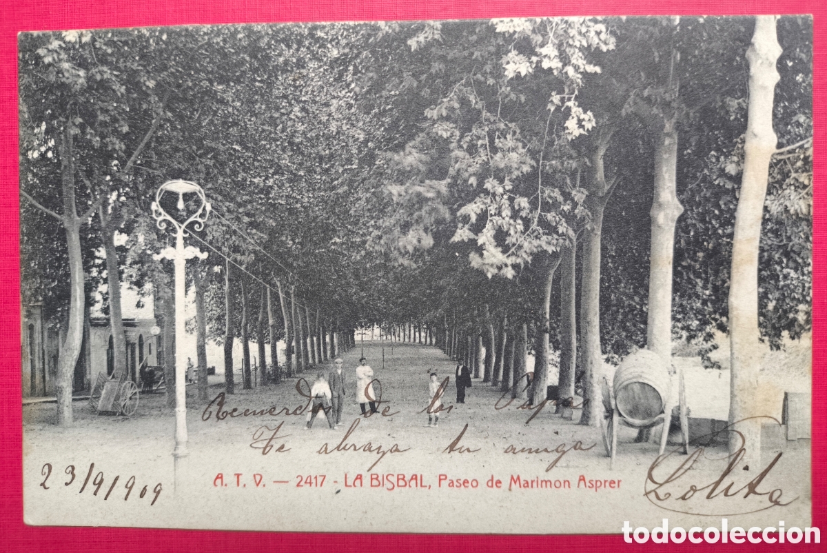 Postales: LA BISBAL PASSEIG MARIMON POSTAL ANIMADA FOTOTIPIA CIRCULADA 1909