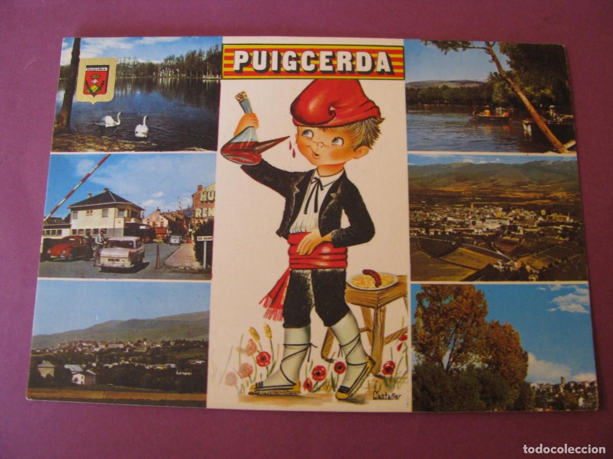 Postales: POSTAL DE PUIGCERDA. DIFERENTES ASPECTOS. ESCUDO DE ORO 30. DIBUJO DE CASTA&Ntilde;ER