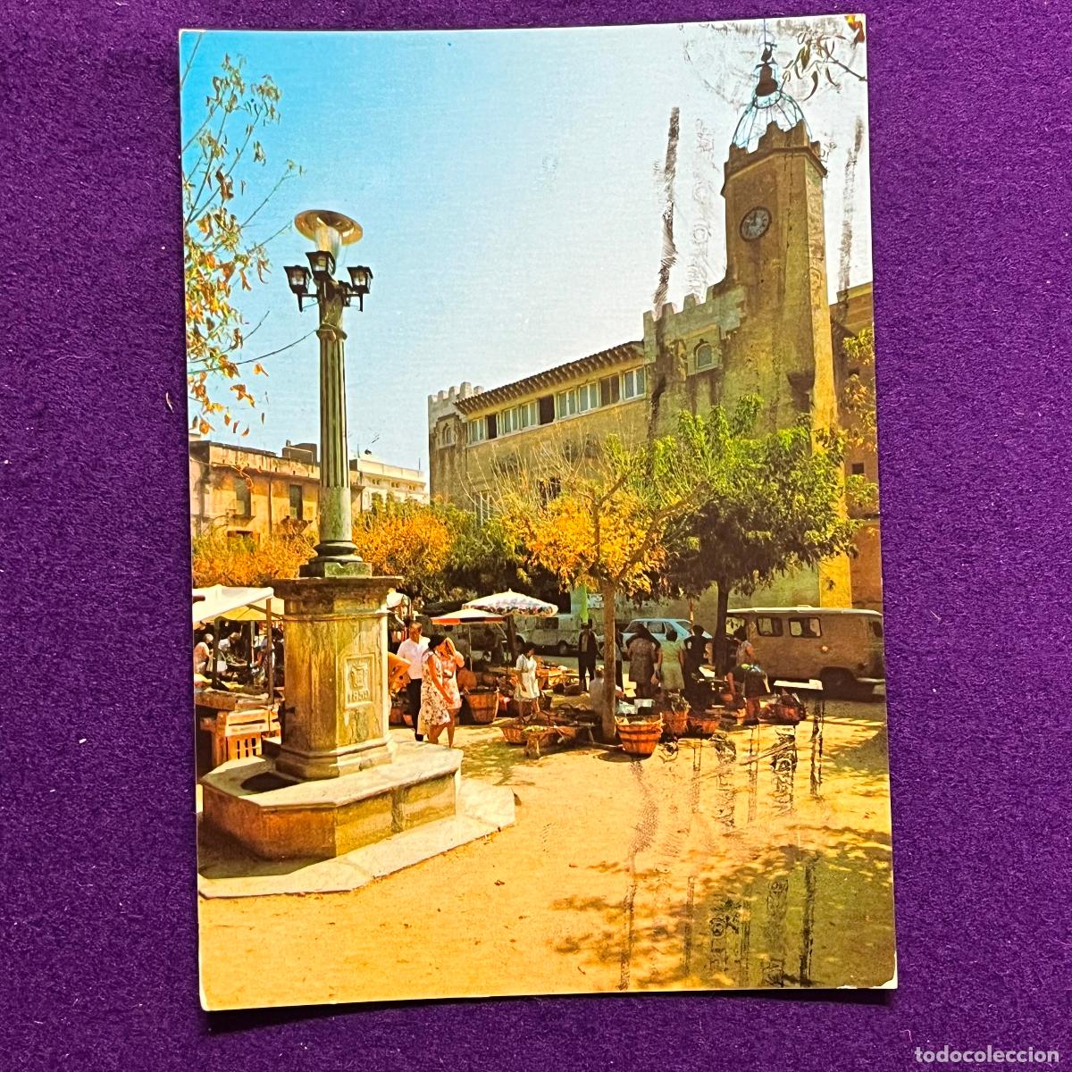 Postales: POSTAL DE SANT FELIU DE GUIXOLS (GERONA). PLAZA DEL MERCADO Y AYUNTAMIENTO.