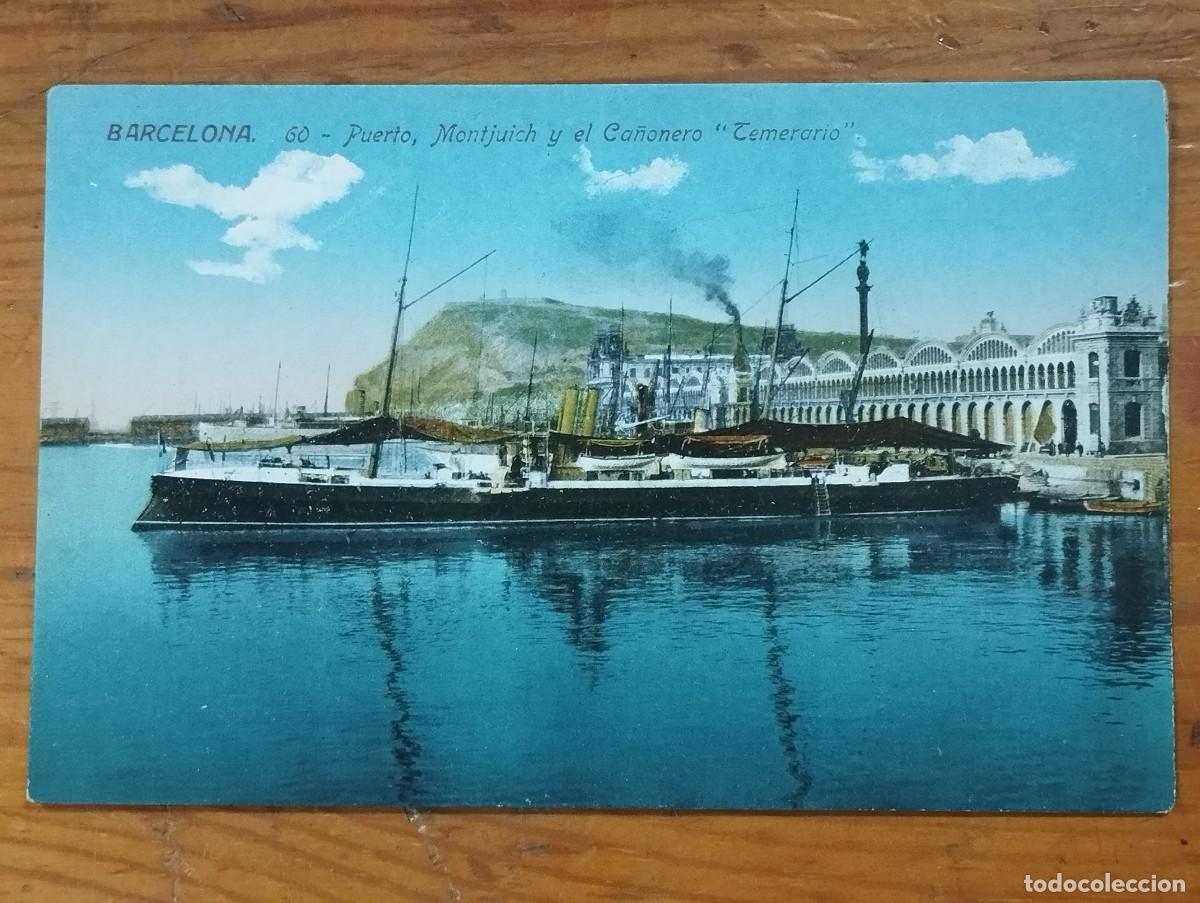 Postales: Tarjeta Postal Antigua - Barcelona: Puerto, Montju&iuml;c y Ca&ntilde;onero Temerario (Ed. Jorge Venini N&ordm; 60)