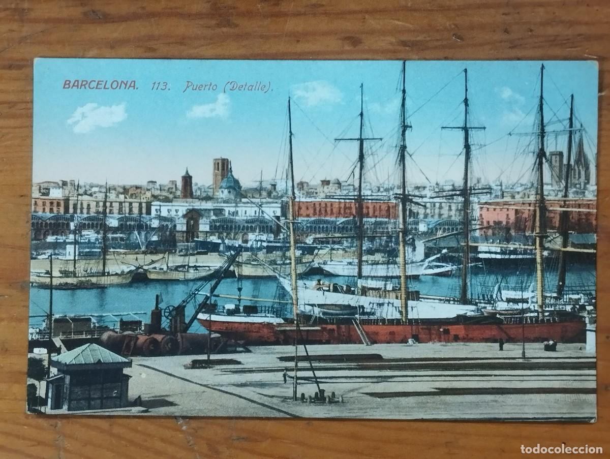 Postales: Tarjeta Postal Antigua - Barcelona: Puerto, Veleros de &Eacute;poca y D&aacute;rsena (Ed. Jorge Venini N&ordm; 113)