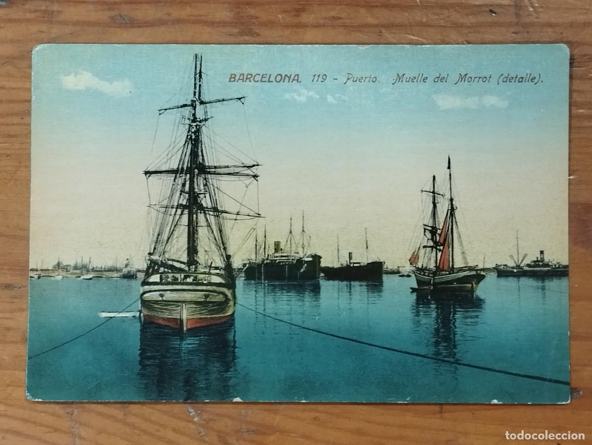 Postales: Tarjeta Postal Antigua - Barcelona: Puerto, Muelle del Morrot y Veleros (Ed. Jorge Venini N&ordm; 119)