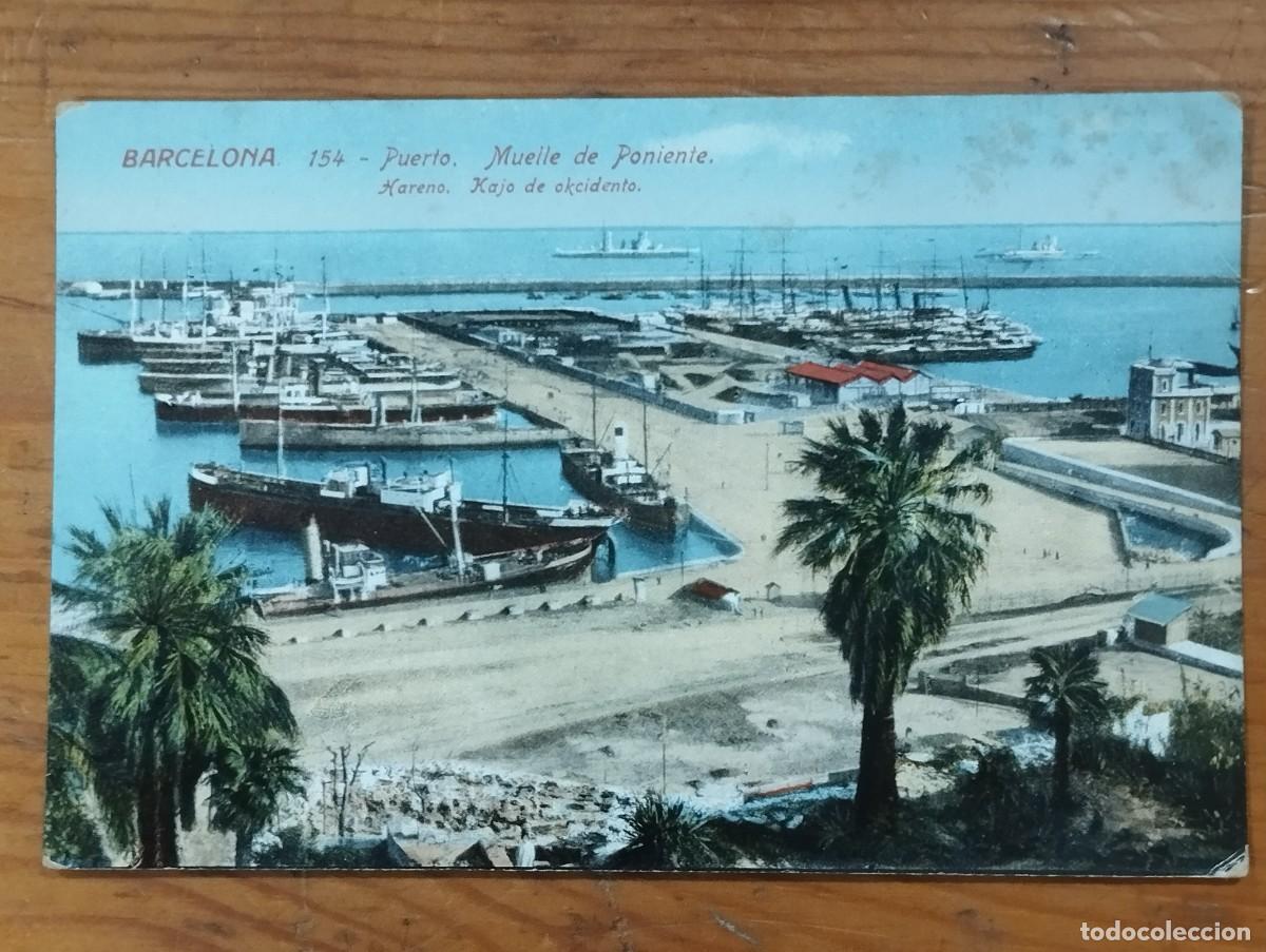 Postales: Tarjeta Postal - Barcelona: Puerto, Vista Panor&aacute;mica del Muelle de Poniente (Ed. Jorge Venini N&ordm; 154