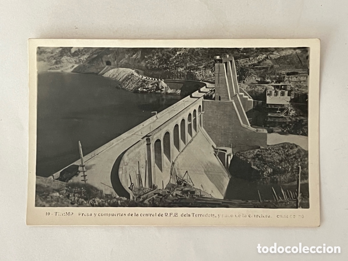 Postales: TREMP (L&eacute;rida) Postal No.10, Presa y compuertas de la Central de R.F.E. dels Terradets (h.1940?) S/C