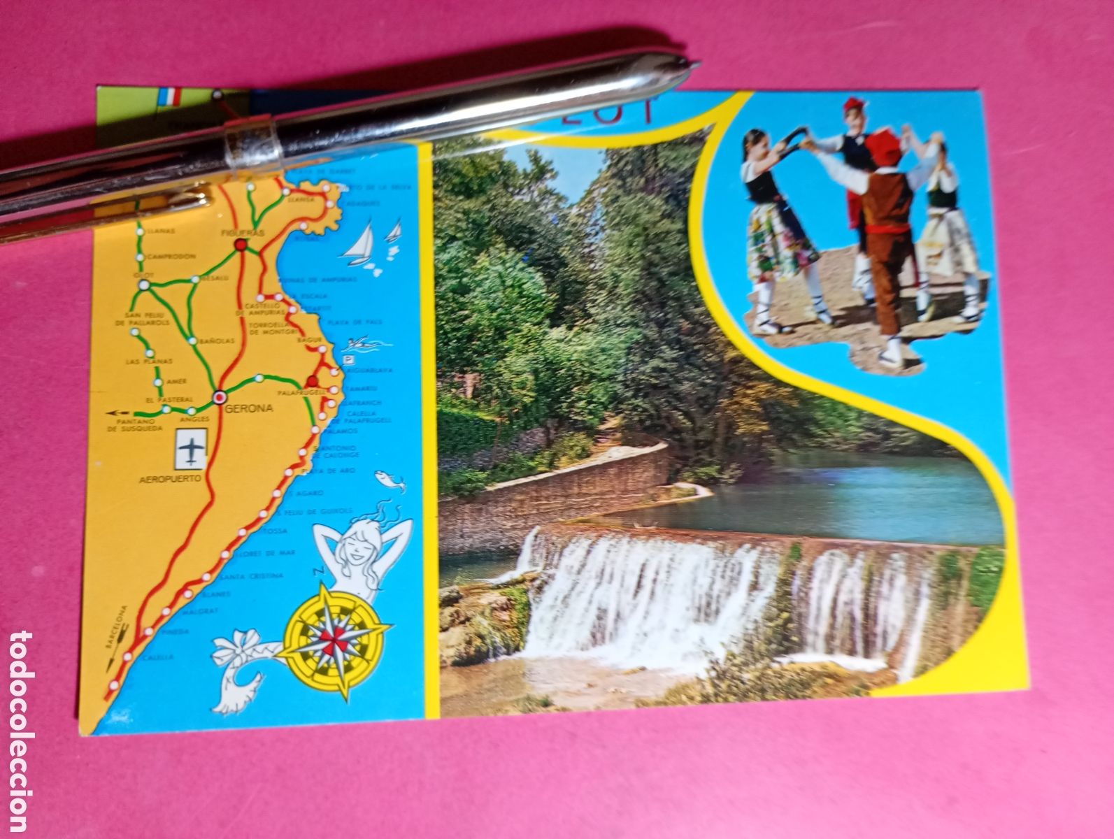 Postales: OLOT (girona) con mapa esquematico de ubicacion/situacion y accesos - color no circulada