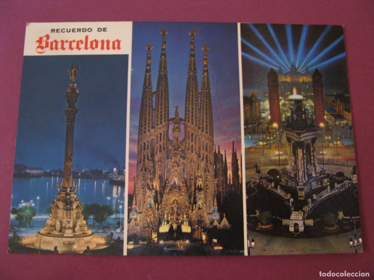 Postales: POSTAL DE BARCELONA. MONUMENTO A COLON. SAGRADA FAMILIA, PLAZA ESPA&Ntilde;A.