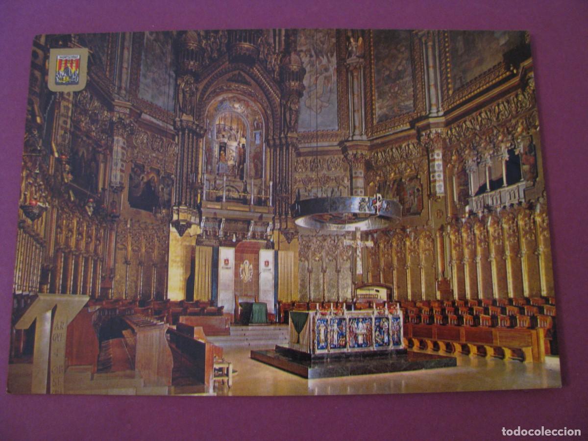 Postales: POSTAL DE MONTSERRAT. INTERIOR DE LA BASILICA. ESCUDO DE ORO.