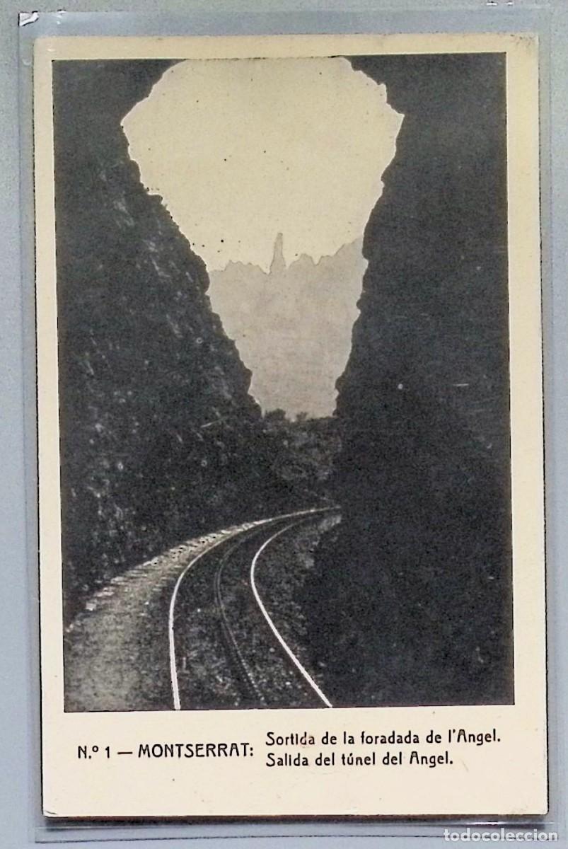 Postales: MONTSERRAT (Barcelona). Sortida de la foradada de l'&Agrave;ngel &ndash; Salida del t&uacute;nel del &Aacute;ngel