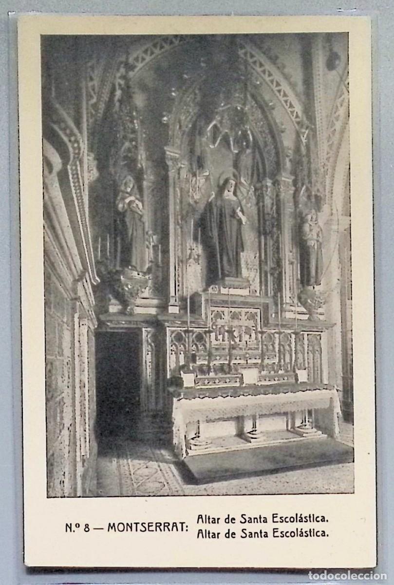 Postales: MONTSERRAT (Barcelona). Altar de Santa Escol&aacute;stica.Tarjeta postal ilustrada en blanco y negro