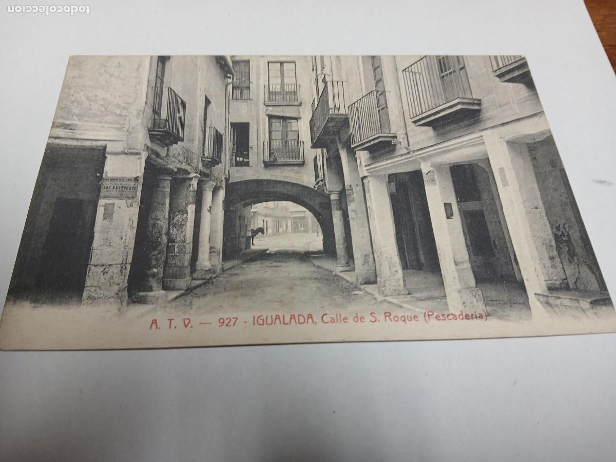 Postales: postal igualada, calle de s.roque pescaderia, atv 927