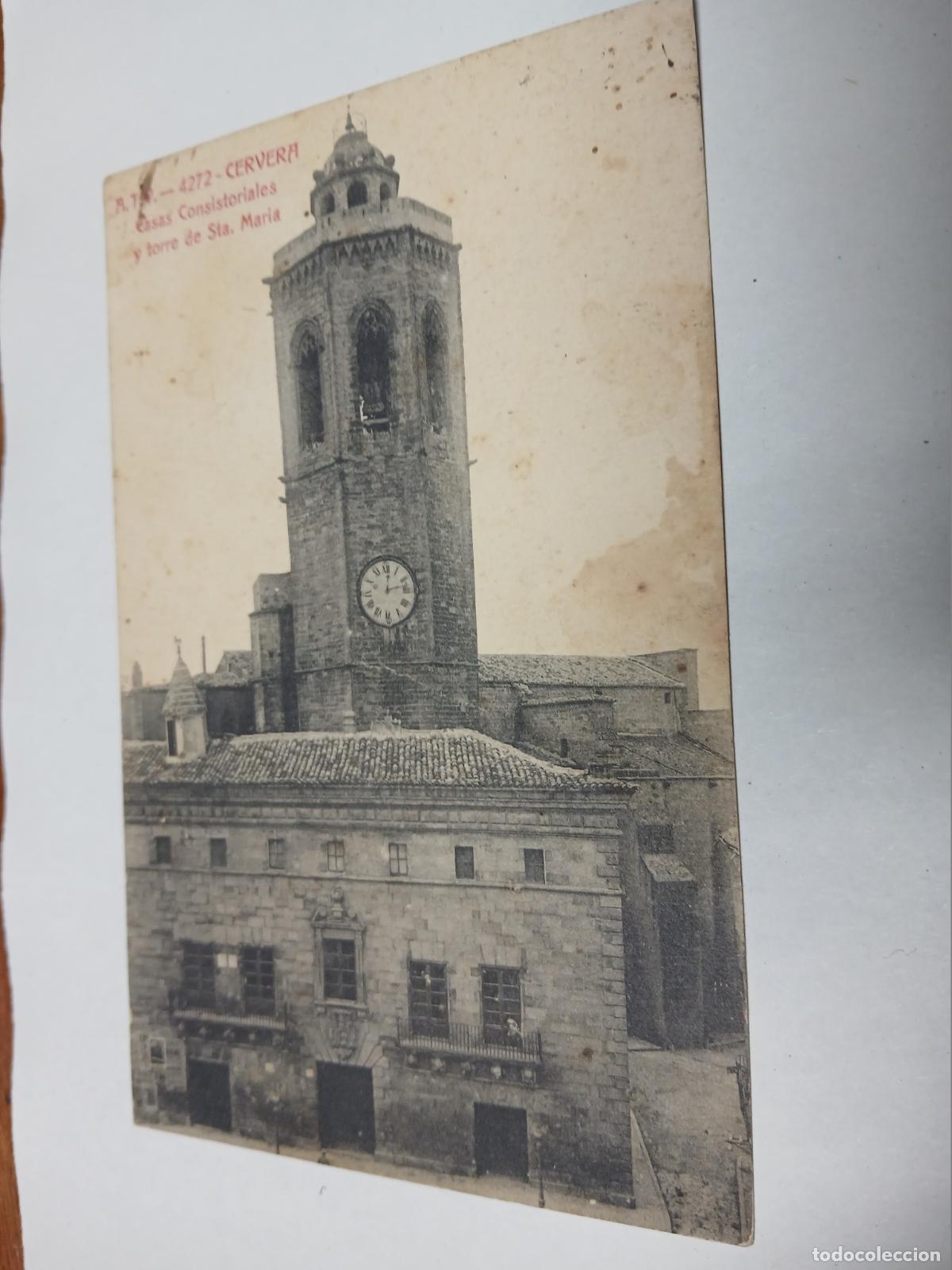 Postales: postal cervera, casas consistoriales y torre de sta. maria, atv 4272