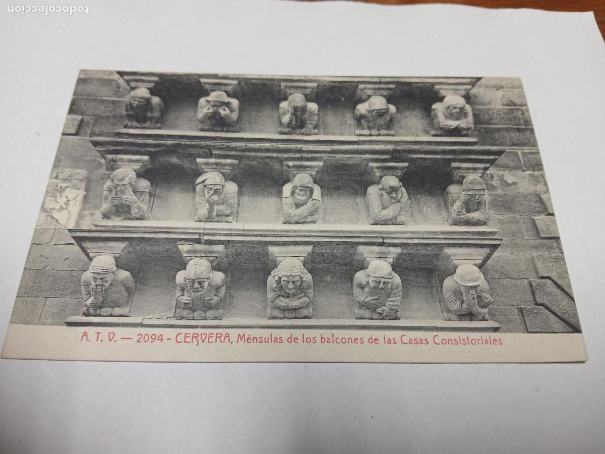 Postales: postal cervera, mensulas de los balcones de las casas consistoriales, atv 2094