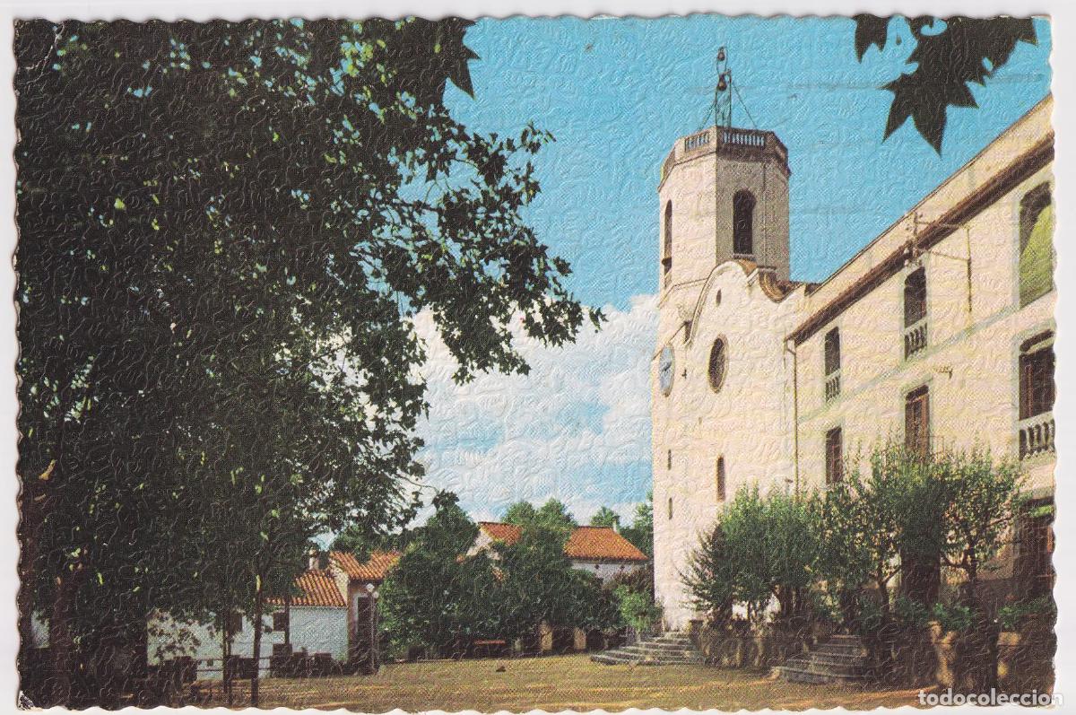 Postales: VALLGORGUINA (BARCELONA) PLAZA DE LA IGLESIA - FOTOCOLOR VALMAN SERIE D-37 - CIRCULADA 1963