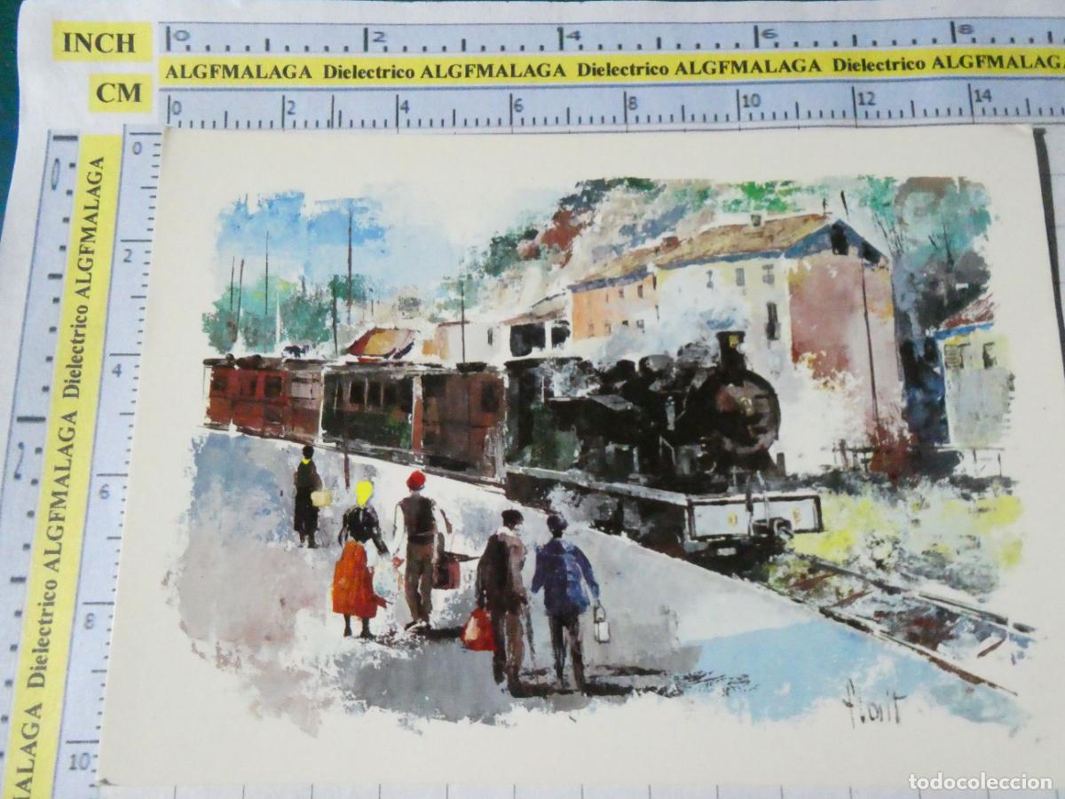 Postales: POSTAL DE GERONA. DIBUJO TREN FERROCARRIL DE GERONA A OLOT 1911 - 1969. 3807