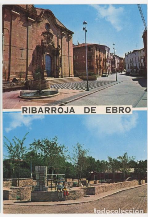 Postales: m012111 Ribaroja D'ebre Plaza De Espa&ntilde;a Y Calle General Franco 1970 Vista Crom N&ordm;11 sc