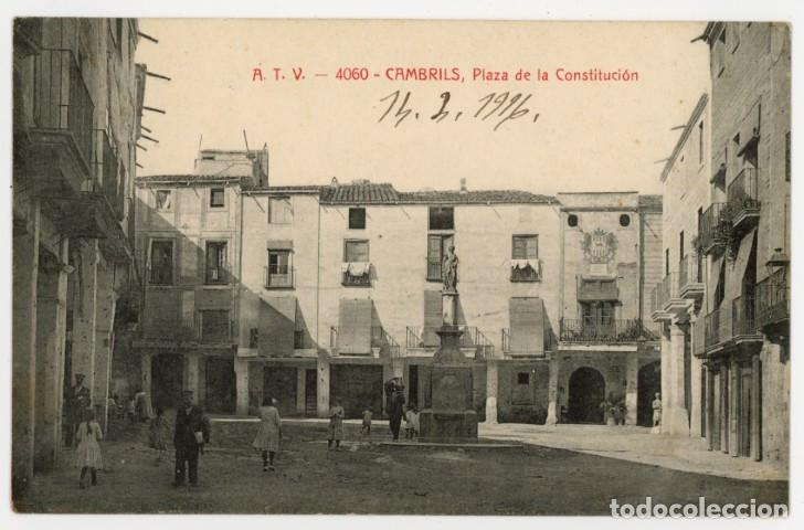 Postales: a11537 Cambrils Plaza De La Constitucion Atv N&ordm;4060 circulada 1916
