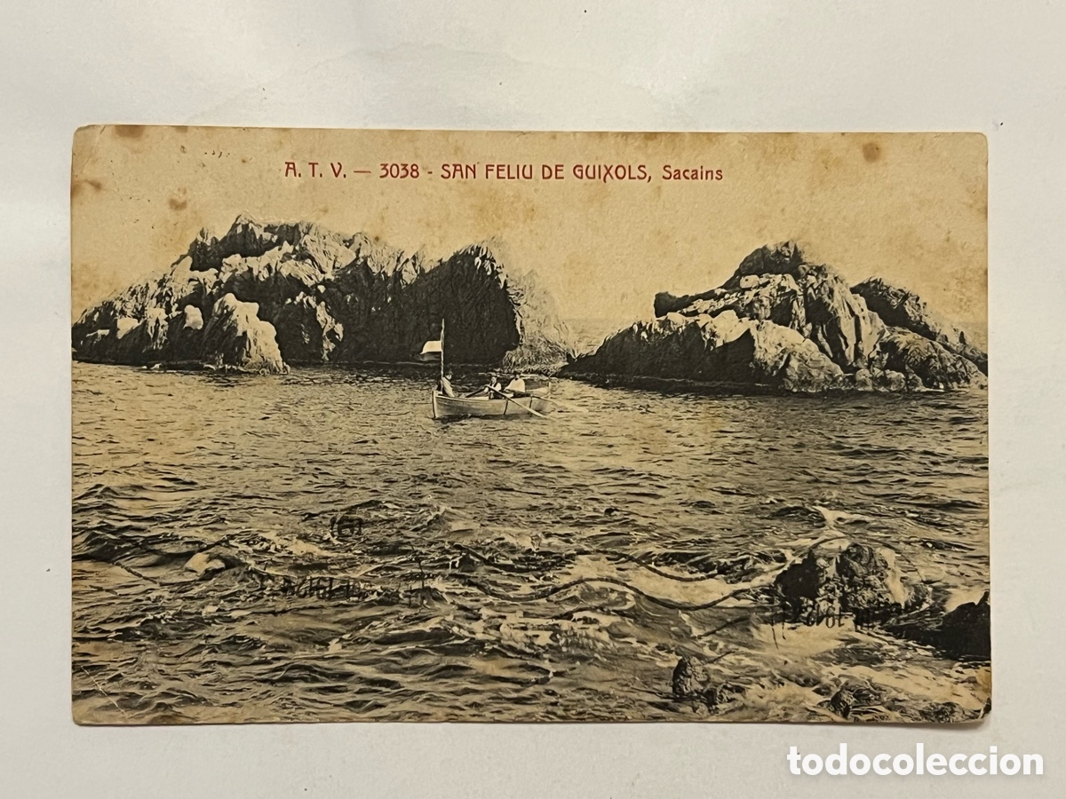 Postales: SAN FELIU DE GUIXOLS (Girona) SACAINS, Postal No.3038, A. T. V. Arturo Vicens.. (h.1910?) circulada