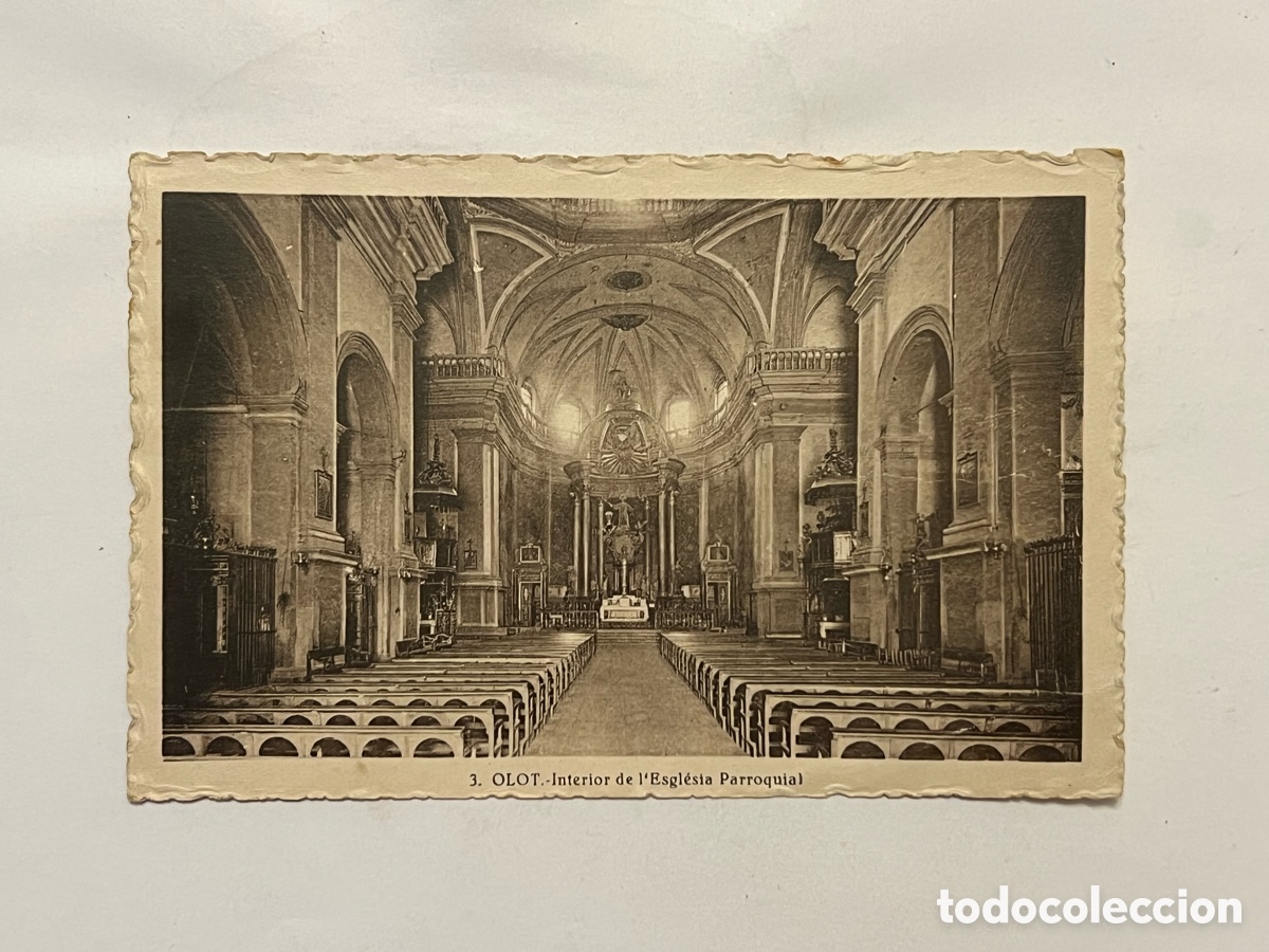 Postales: OLOT (Girona) Postal antigua No.3, Interior de l'Esglesia Parroquial. Edici&oacute;, Ram&oacute;n Bonet S/C